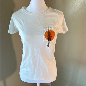 White T-Shirt with Wonder Valley Olive Oil company Orange Graphic